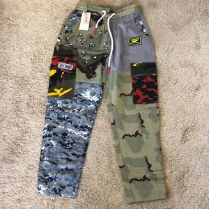 Multi-Color Patched Cargo Pants (Tag still on)